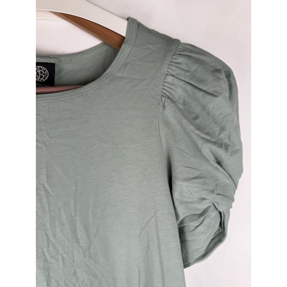NWT Women's Boboau Green Puff Sleeve Top Plus Size 0X $12 w/$25 purchase - Picture 3 of 6
